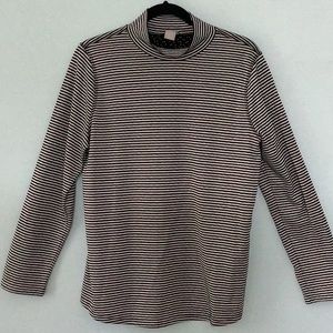 Chico’s Zenergy striped mock turtleneck in black and cream stripe - size 2 (L).